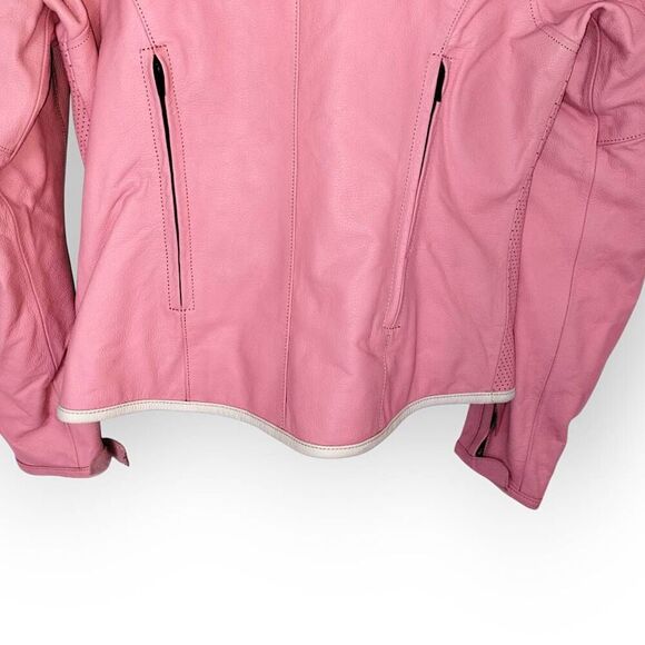 First Gear Womens Jacket Sz Small Petal Pink Faux Leather Pockets Biker‎ Moto - Picture 6 of 16